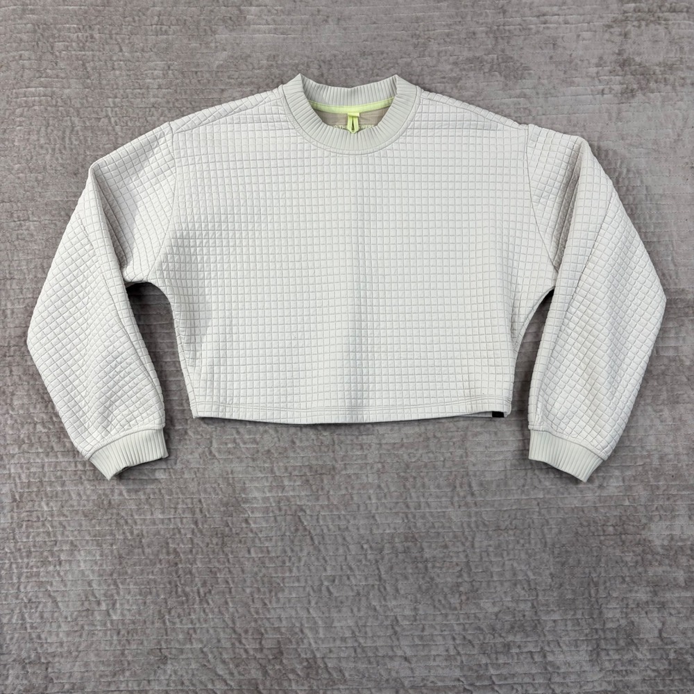 Lululemon Quilted Textured Crewneck Sweatshirt Bone Off White Cropped Pullover